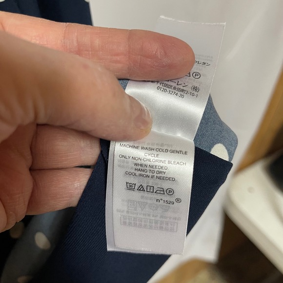 Ralph Lauren Navy and White Polka Dot Faux Wrap Front. Knee Length Size 14 NWT - Picture 6 of 7